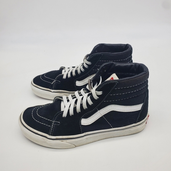 Vans Shoes Mens 5 Womens 6.5 Sk8 Hi Skateboarding Sneakers Black Suede Lace Up - Picture 12 of 14